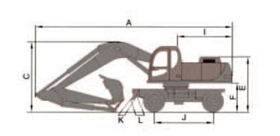 DLS210-9A輪式液壓挖掘機產品外形尺寸1